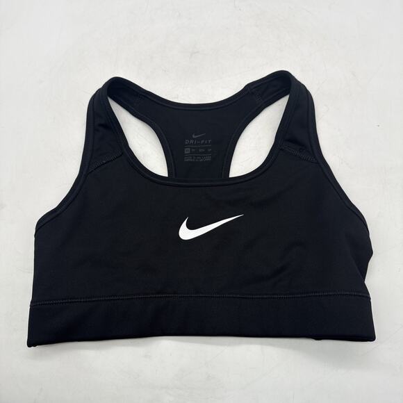 NIKE DRI-FIT Size XS Womens BLK Unlined Wireless Pull On Racer Back Sports Bra - Picture 1 of 3